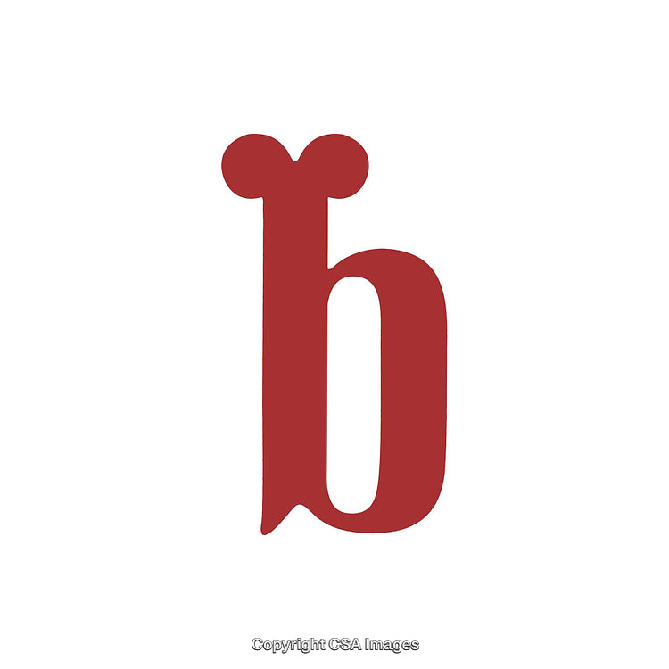 Abstract Red Letter 'B' with Rounded Features on White Background