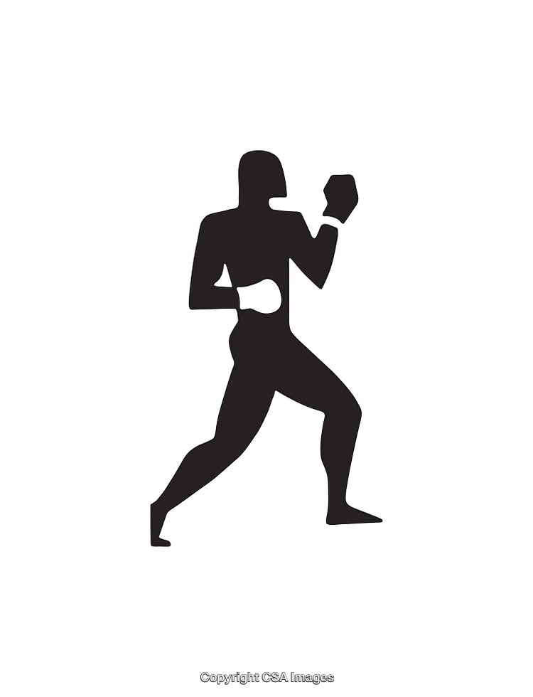 Silhouette Icon of a Person in Boxing Combat Stance