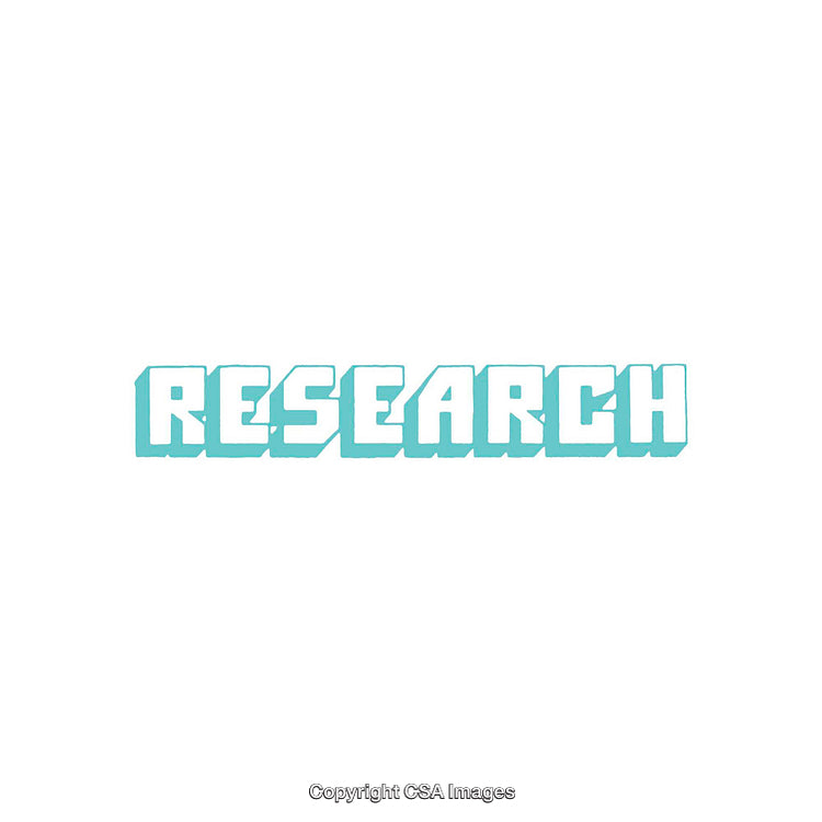 Bold Blue Text Illustration Highlighting the Word Research in Modern Style