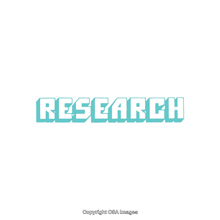 Bold Blue Text Illustration Highlighting the Word Research in Modern Style