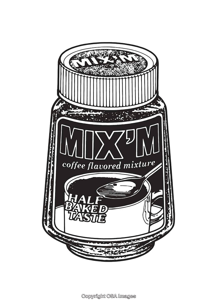 Illustrated Vintage Coffee Mixture Jar Packaging in Black and White
