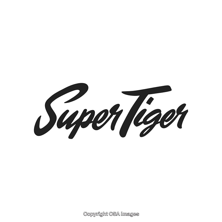 Modern Black Script Typography of SuperTiger on White Background