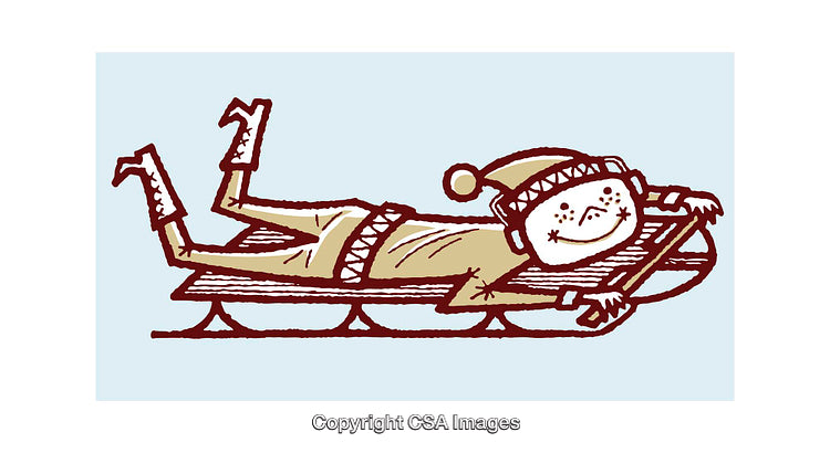 Playful Holiday Illustration of a Person Sledding in Winter