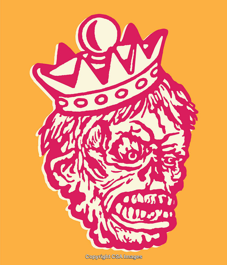 Vibrant Abstract Zombie With Crown Illustration in Bold Colors