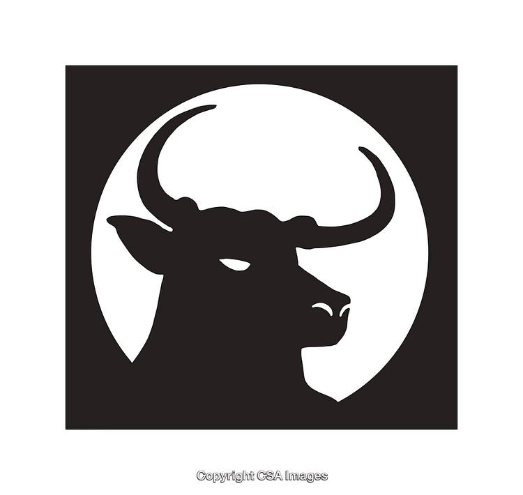 Bold Illustration of a Bull Silhouette Against a Circular Background