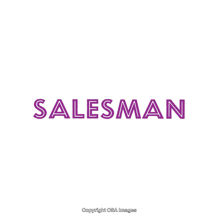Bold Purple Salesman Text on Clean White Background