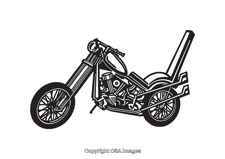 Classic Black and White Line Art of a Vintage Motorcycle