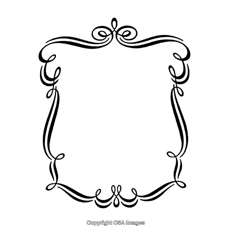 Elegant Black and White Decorative Border Design With Curved Patterns