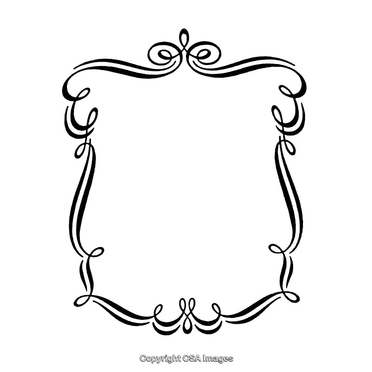 Elegant Black and White Decorative Border Design With Curved Patterns