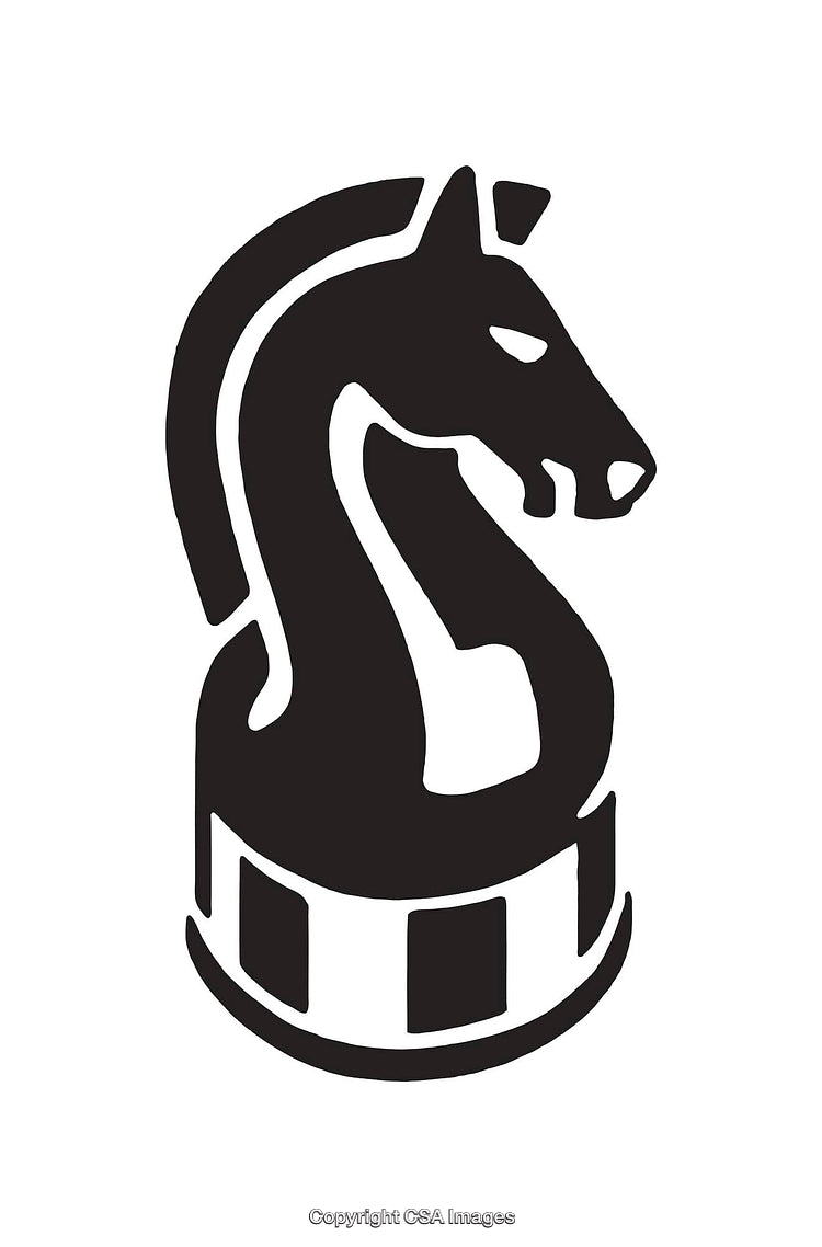 Black and White Knight Chess Piece Line Art Illustration