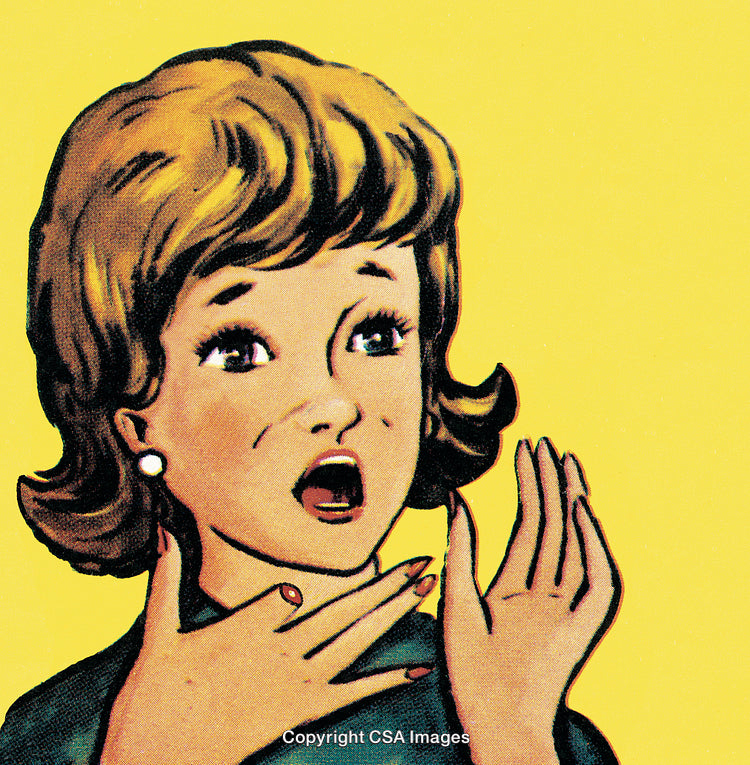 Surprised Cartoon Woman With Hands Raised Shocked Expression