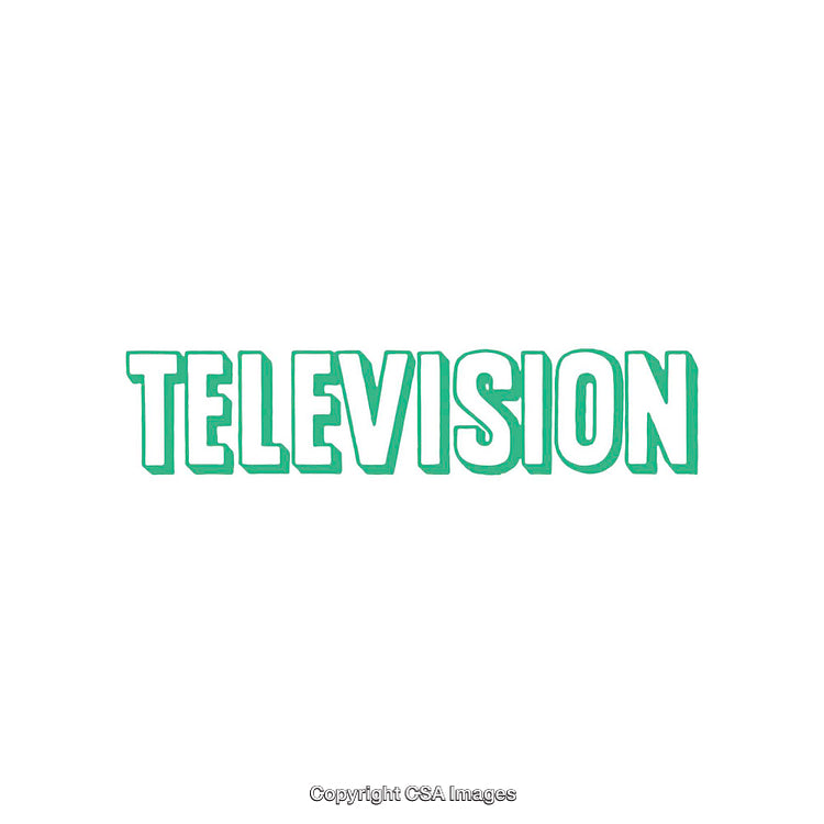 Bold Green Typography of the Word Television on a White Background