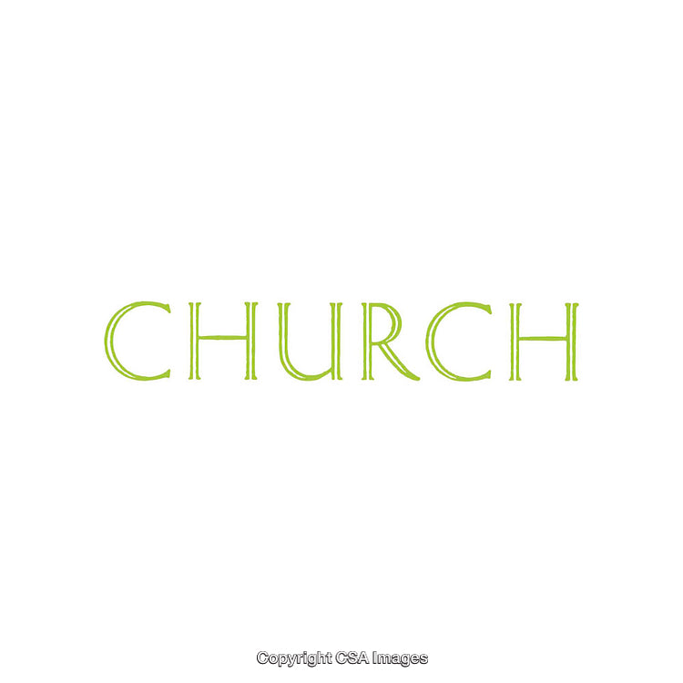 Minimalist Green Text Design Featuring the Word Church on White Background