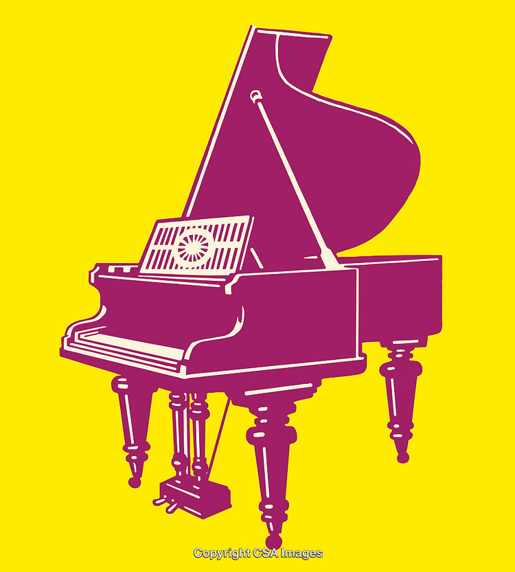 Abstract Line Art Illustration of a Grand Piano in Vibrant Colors