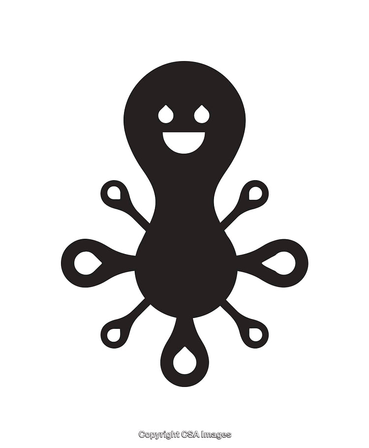 Happy Smiling Octopus Simplistic Black and White Icon Design Illustration