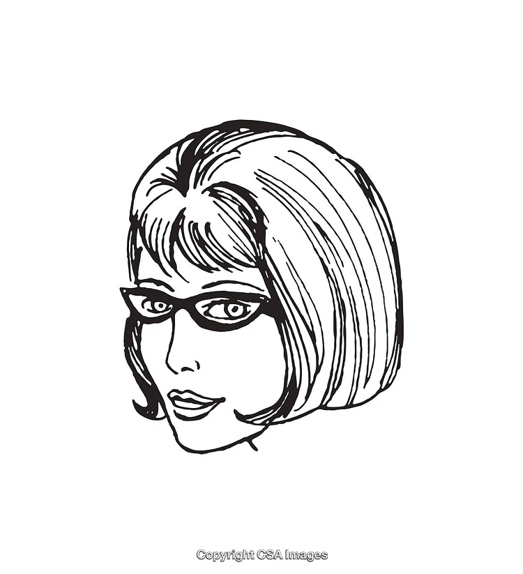 Stylish Line Art Portrait of a Woman in Glasses