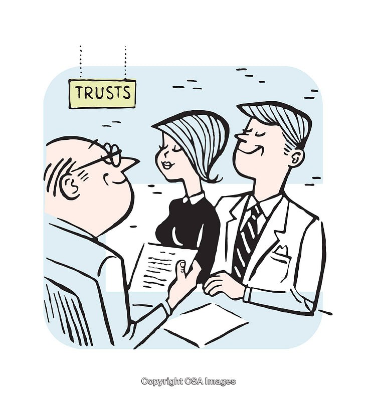 Illustration of a Couple Discussing Financial Trusts With an Advisor