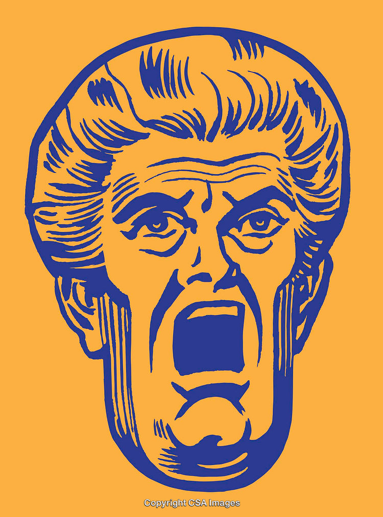 Pop Art Style Illustration of an Expressive Face on Vibrant Background