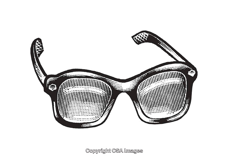 Vintage Hand-Drawn Illustration of Stylish Sunglasses in Black and White