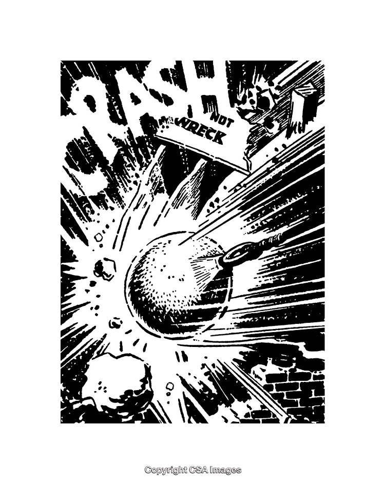 Dynamic Black and White Comic Explosion Illustration with Bold Text