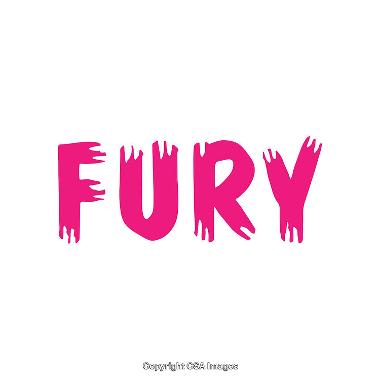 Bold Pink Fury Text Design with Dripping Effect, Isolated on a White Background