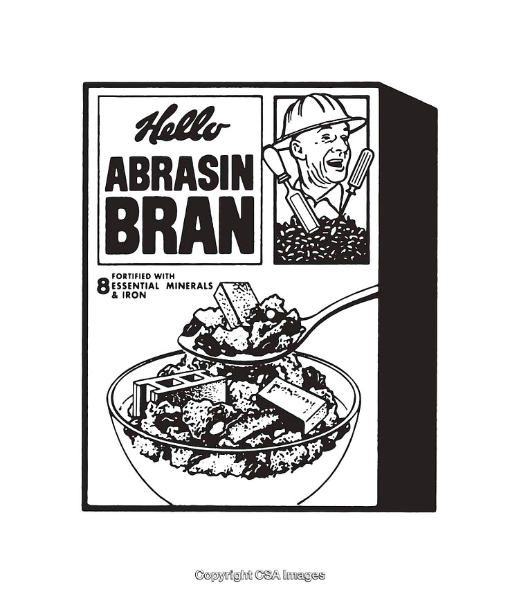 Black and White Line Art of a Bran Cereal Box Illustration