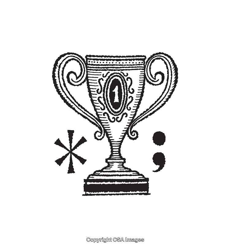 Vintage Black and White Trophy Illustration with Classic Ornamental Design