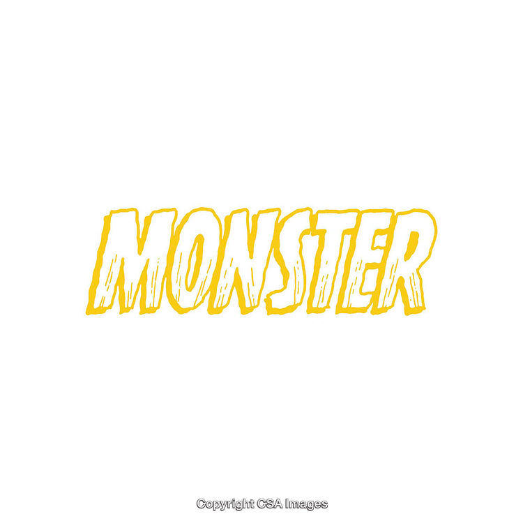 Dynamic Yellow Monster Text on Contrasting White Background