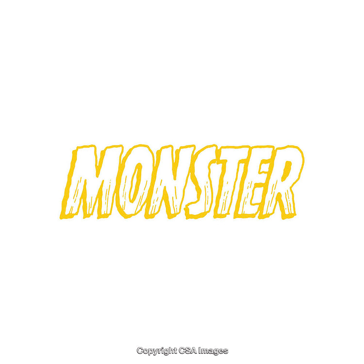 Dynamic Yellow Monster Text on Contrasting White Background