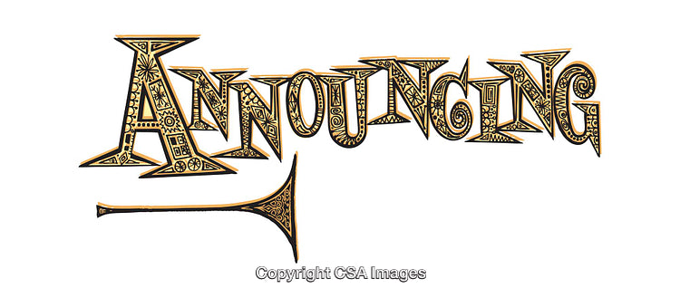 Ornate Announcing Text Illustration with Decorative Elements and Gold Accents