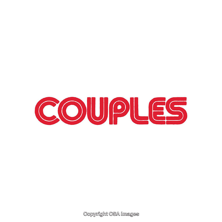 Bold Red Typography Illustration Displaying the Word 'Couples' on White Background