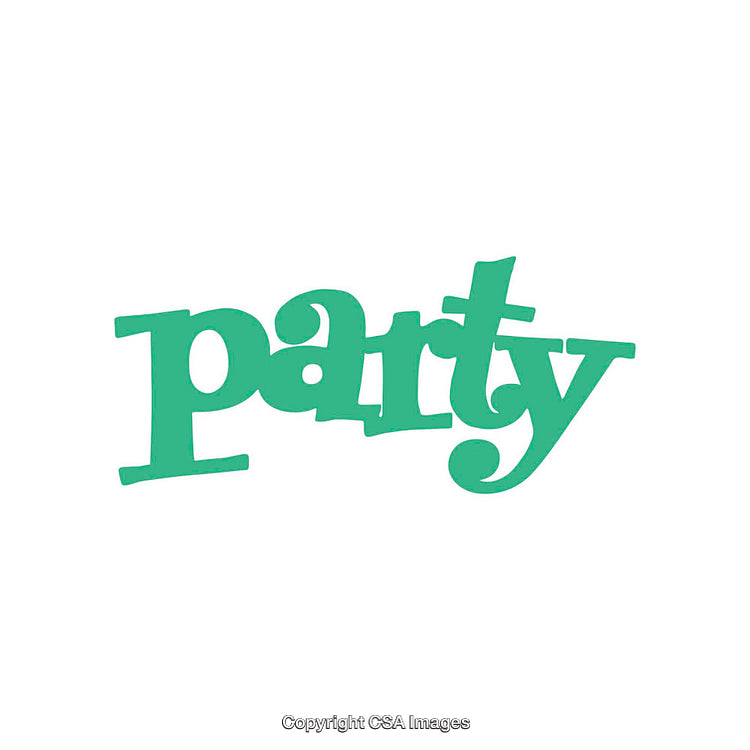 Bright Green Typography Illustration Featuring the Word Party