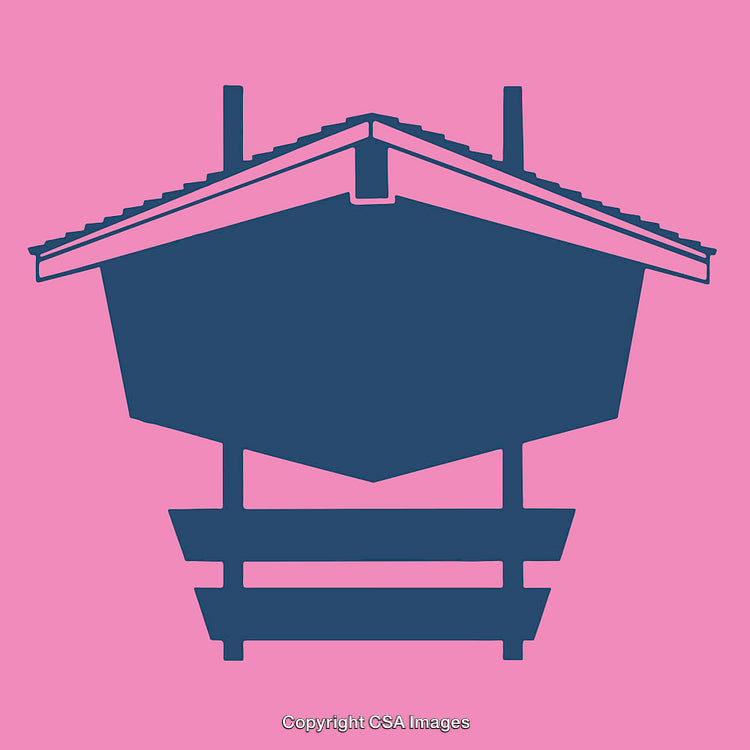 Minimalistic Illustration of Suspended Structure on Pink Background