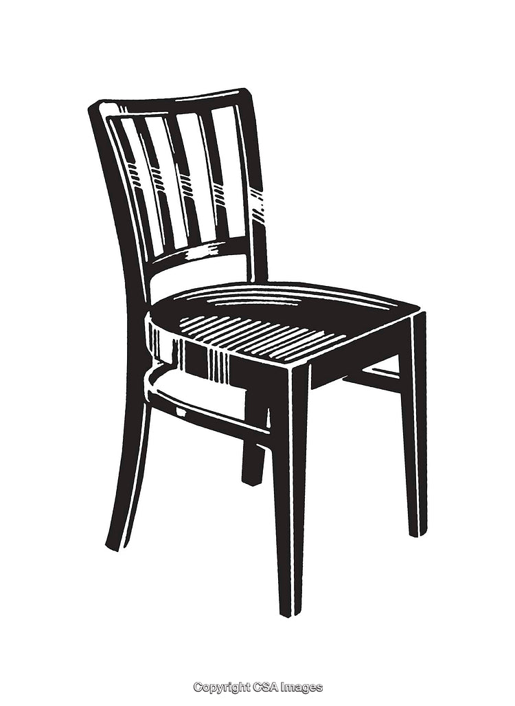 Black And White Line Art Illustration of a Wooden Chair Design
