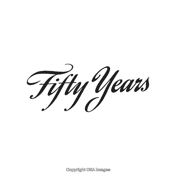 Elegant Calligraphy Featuring a Classic Fifty Years Phrase in Stylish Script