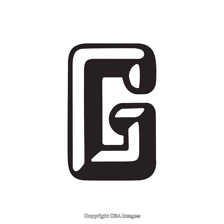 Bold 3D Styled Letter G in Black and White Design