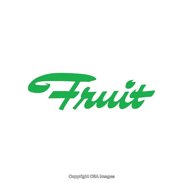 Green Handwritten Word 'Fruit' on a Clean White Background