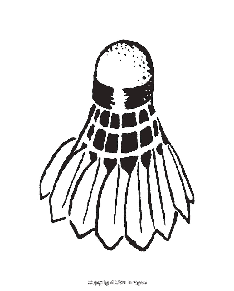 Black And White Line Art of a Badminton Shuttlecock