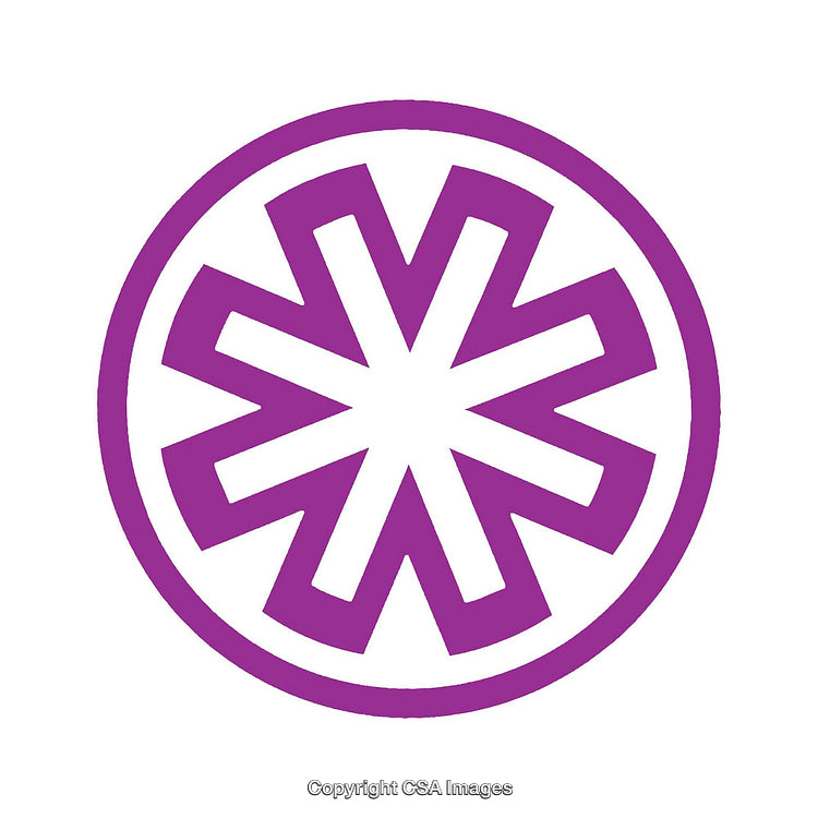 Purple Circular Symmetrical Design with Stylized Pattern Inside a Ring