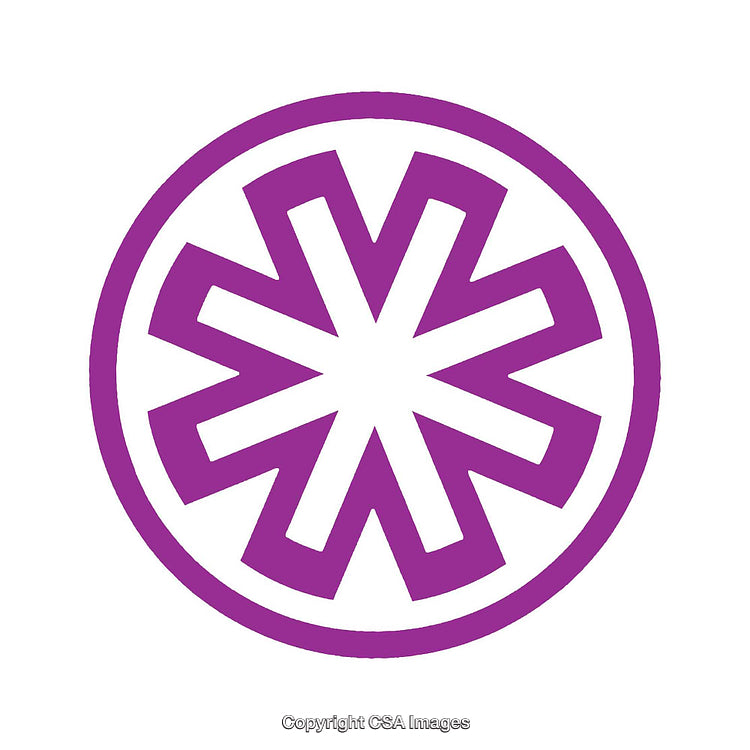 Purple Circular Symmetrical Design with Stylized Pattern Inside a Ring