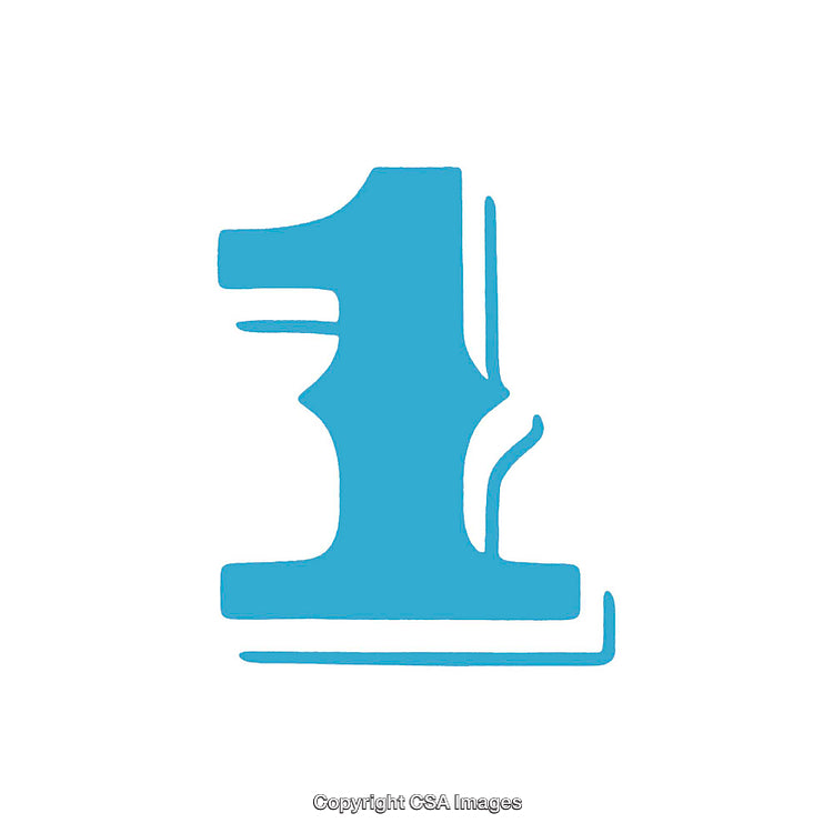 Blue Stylized Illustration of the Number One on White Background