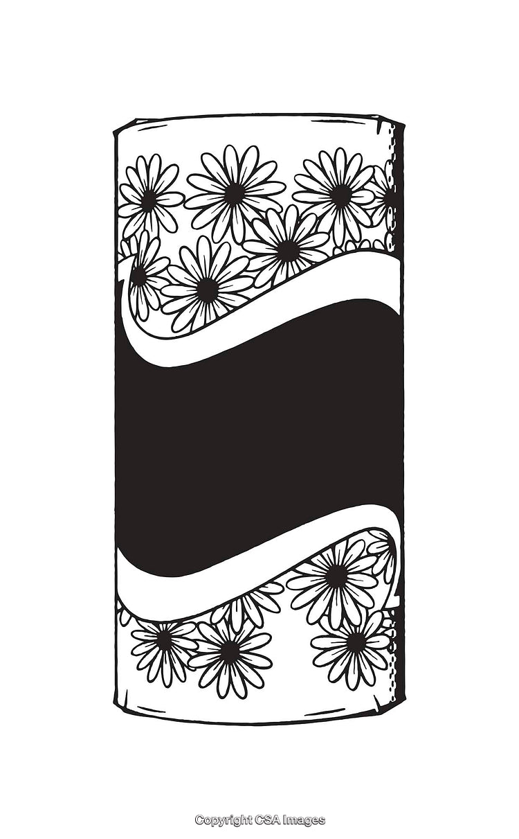 Black and White Line Art Illustration of a Floral Packaging Design