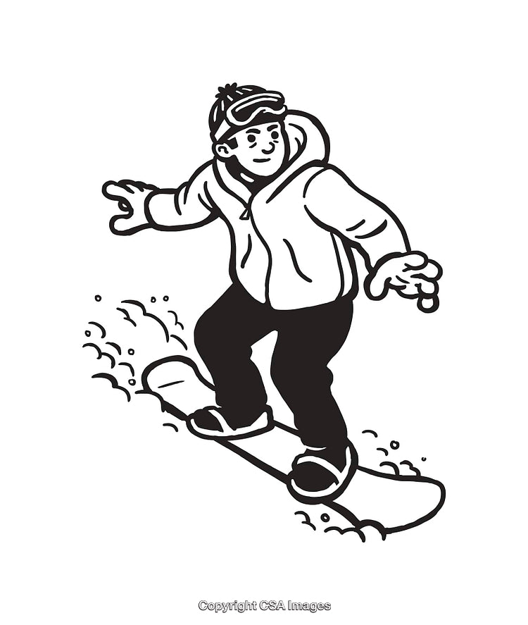 Black and White Illustration of a Snowboarder in Motion
