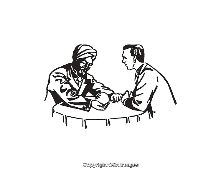Black And White Line Art of a Business Handshake Meeting
