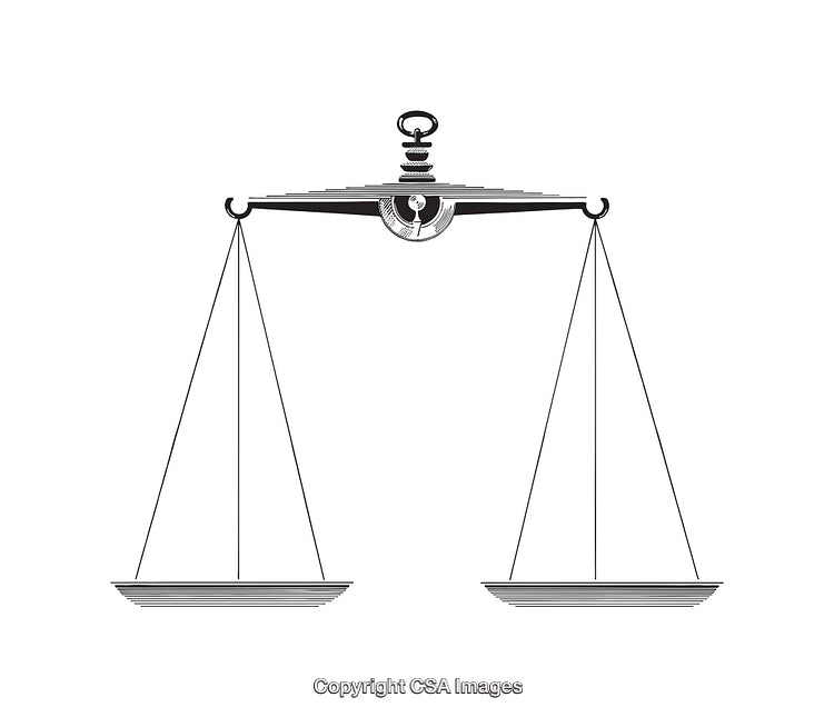 Elegant Black and White Line Art of a Balance Scale Symbol