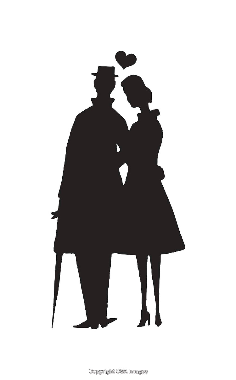 Romantic Silhouette of a Couple with a Heart Symbol