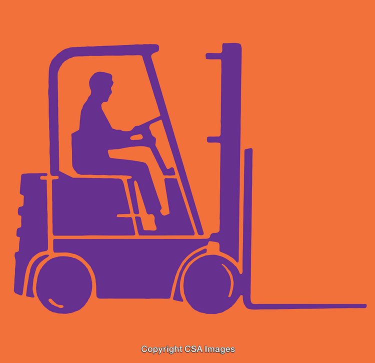 Colorful Silhouette Illustration of Forklift Vehicle in Profile View