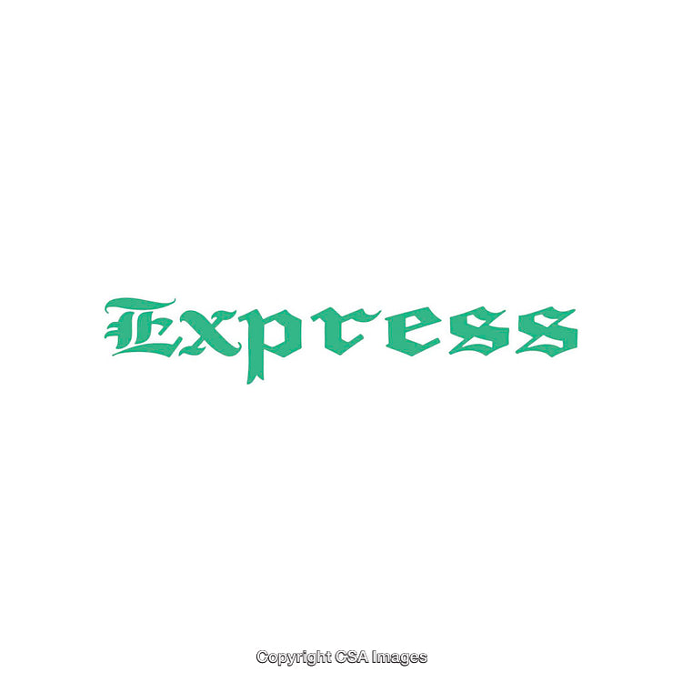 Stylized Gothic Font Design Featuring the Word Express in Green Text