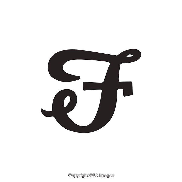 Elegant Calligraphic Letter F Design on White Background