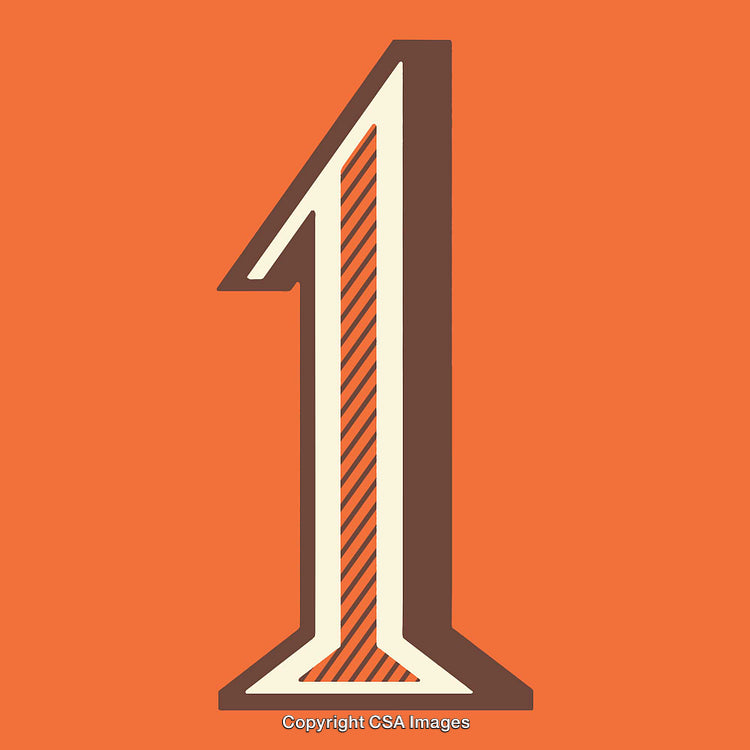 Illustration of the Number One in Vintage Style Design